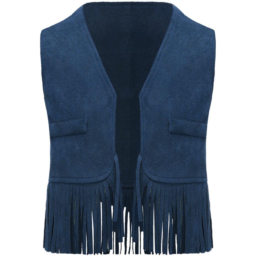 Мальчик Вестерн Ковбойский Жилет Замша Кисточки Хэллоуин Косплей Костюм Реквизит для Фотосъемки Наряд в Вестерн Стиле