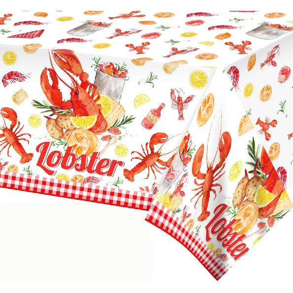 2-Pack Crawfish Party Tablecloths | 87x54 Inch Lobster Birthday Table Covers Seafood Boil Party Supplies with Playful Crustacean Prints | Perfect for
