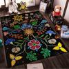 Colorful Floral Pattern Carpet with Mandala Style on Black Background Suitable for use as an anti-slip for living room bedroom sofas