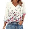 Women's T Shirt Print 3/4 Sleeve Daily Weekend Fashion Basic V- Neck Regular Top