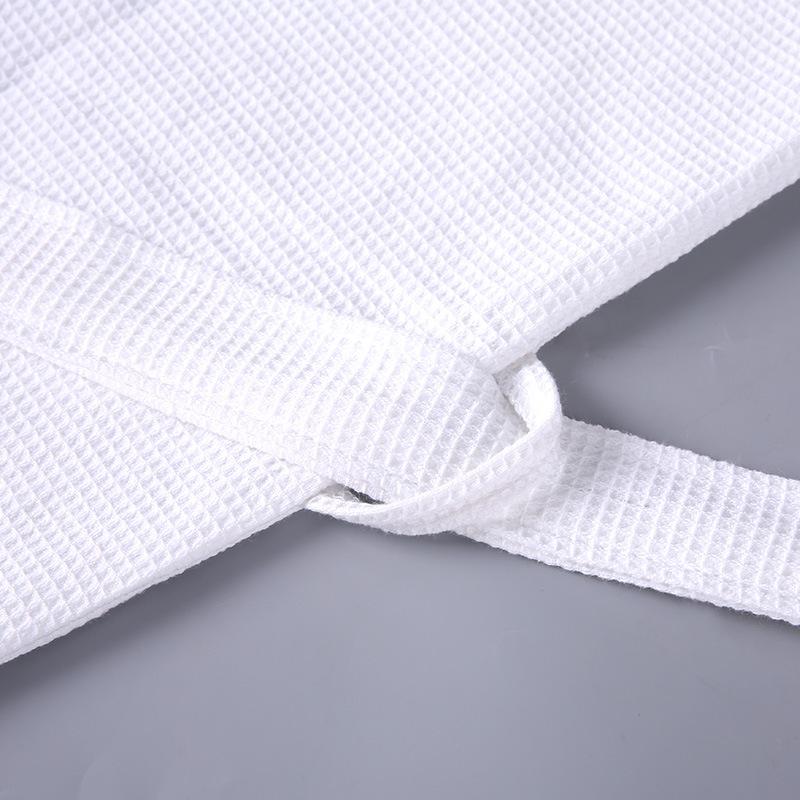 Hotel Inn All-Cotton Waffle Bathrobe with Reversible Collar - Perfect for Four Seasons, Hot Springs, and Salons - White Robe