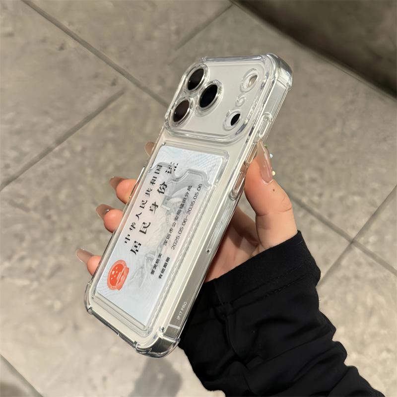 Ударопрочный Чехол-Карман с Отсеком для Карт Для iPhone 17 13 12 11 Pro Max 17 Air Прозрачные Чехлы Для iPhone 16 15 14 Plus Обложка