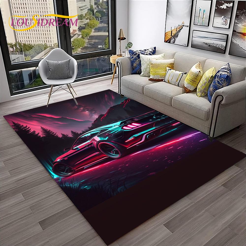 Racing Car Shaped Kids Play Rug Non Slip Floor Mat For Living Room Bedroom Sofa Decor Area Carpet