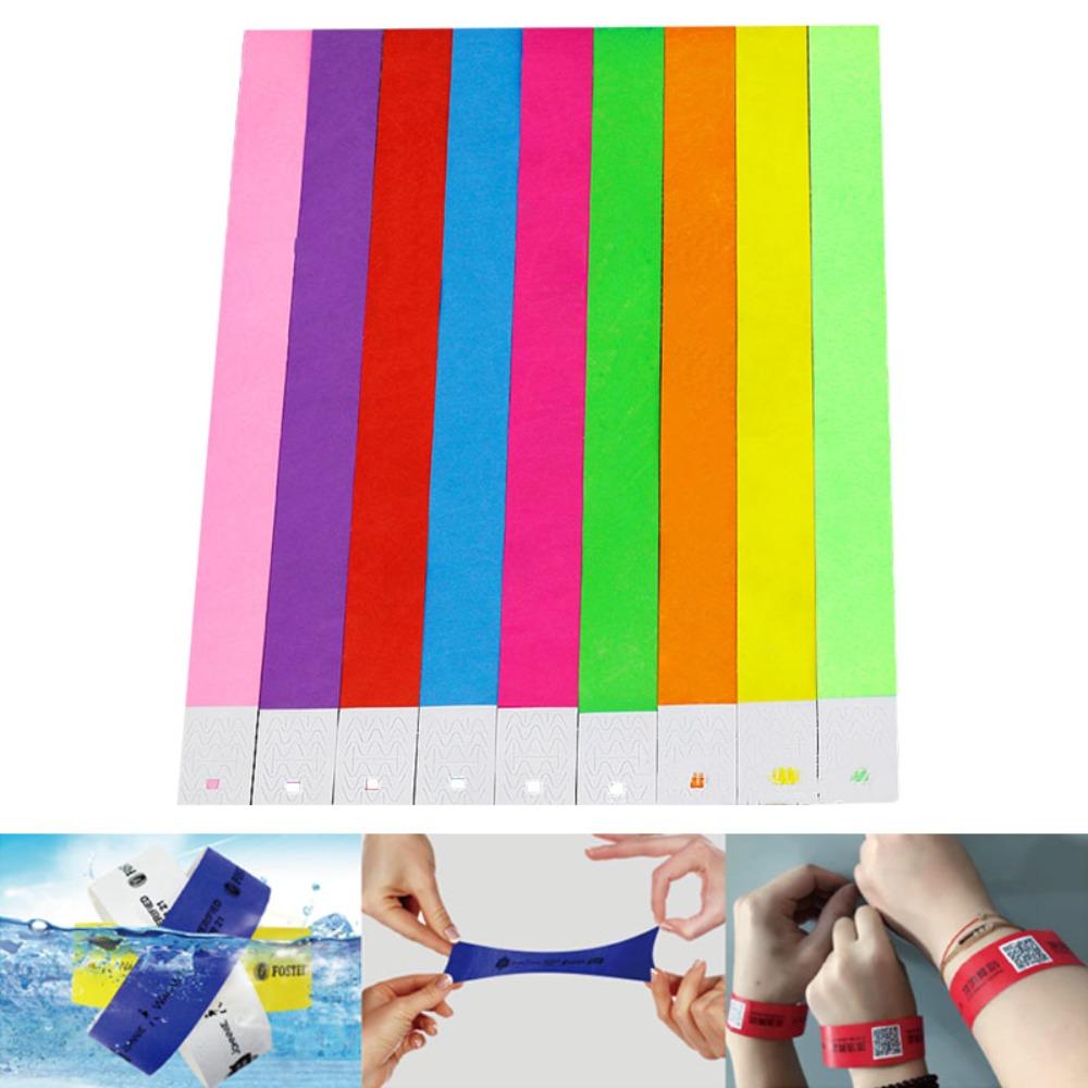 100 Pcs Paper Tyvek Wristbands Synthetic Paper Wrist Festivals Admission Party Identification