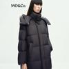 MO&Co. Women's Long Goose Down Jacket with Detachable Hood