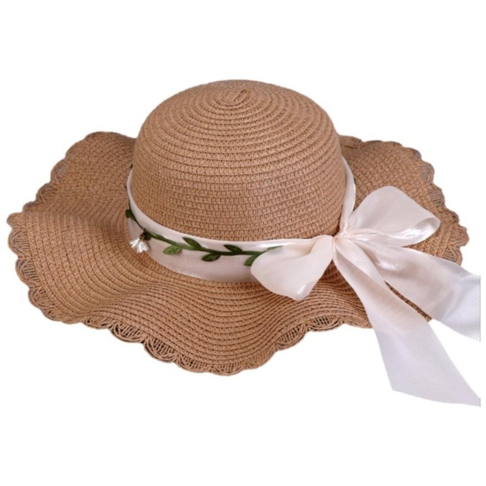 Colorful Weave Hat Wide Brim Women's Sun Hat Fashion Bow Straw Hat Travel