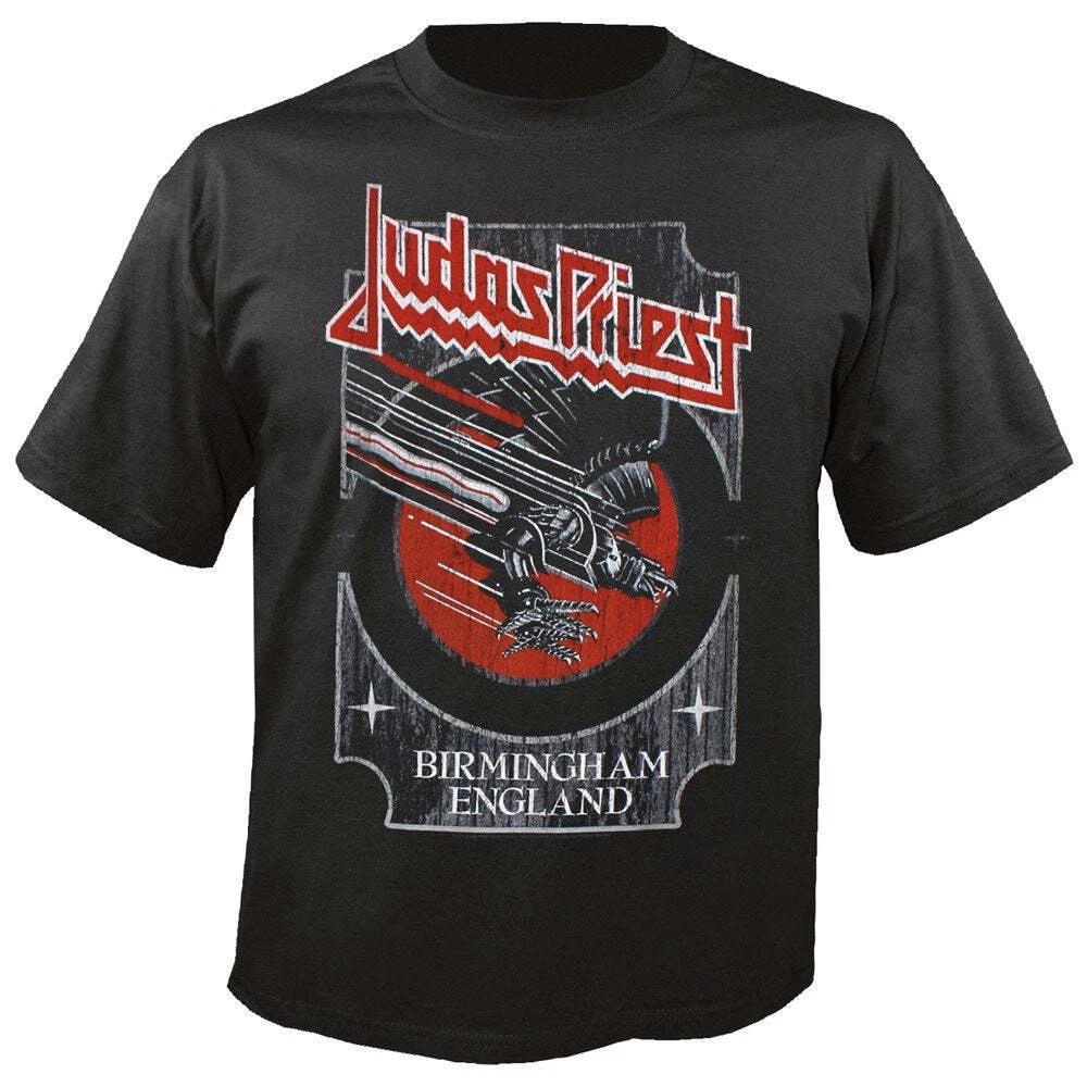 Judas Priest 'Серебряно-красный Screaming For Vengeance' Черная футболка - НОВАЯ