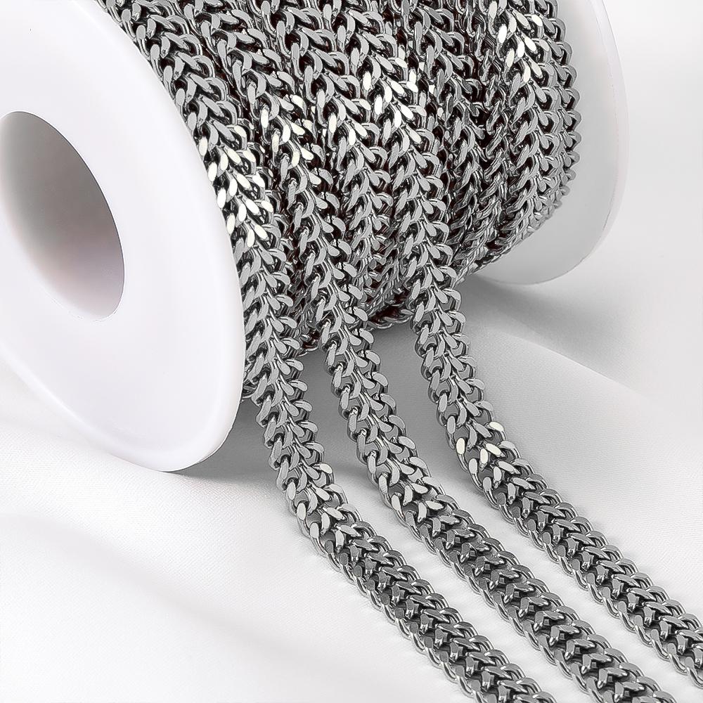 No Fade 1M Stainless Steel Cuban Keel Figaro Chain for Needlework DIY Chunky Necklace Bracelet Jewelry Making Materials Supplies