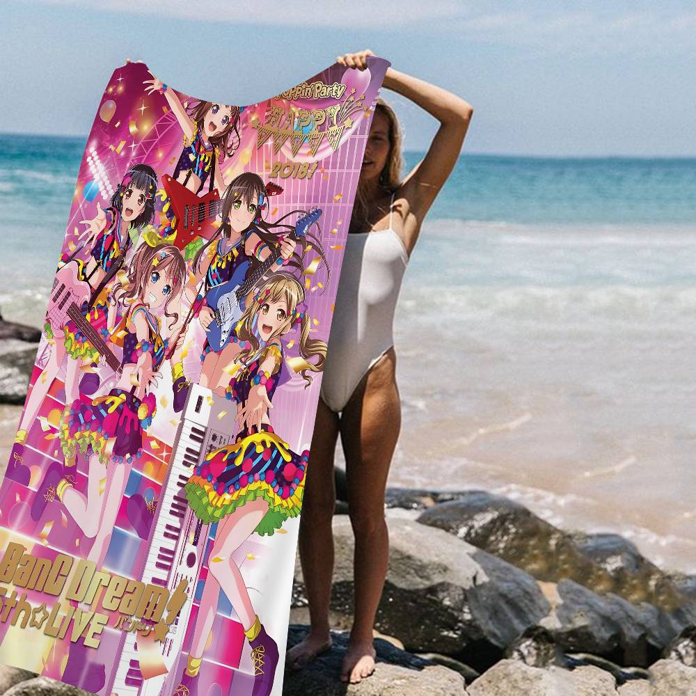 Аниме BanG Dream Аниме Пляжное Полотенце для Купания Мягкое Впитывающее Салфетка Детские Подарки Для Детей Путешествия Кемпинг Спортзал
