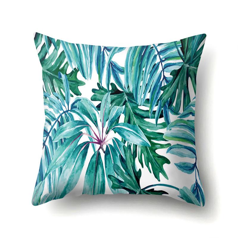 Polyester Pillowcase Ins Style Plant Flowers Nordic Printed Peach Leather Velvet Cushion Cover Sofa Waist Cushion Cover