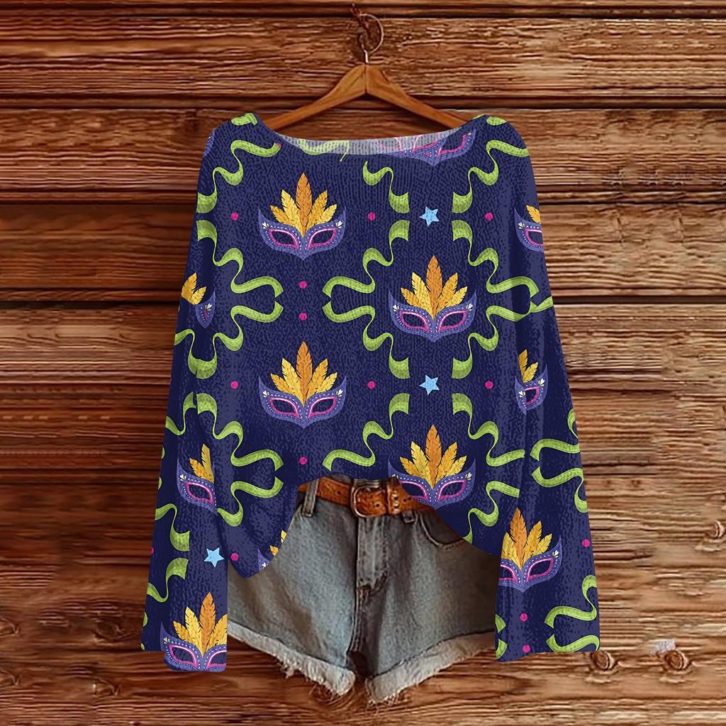 Женский модный пуловер с круглым вырезом, длинным рукавом и принтом, повседневный