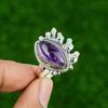 Gift For Her Natural African Amethyst Stackable Adjustable Ring 925 Silver