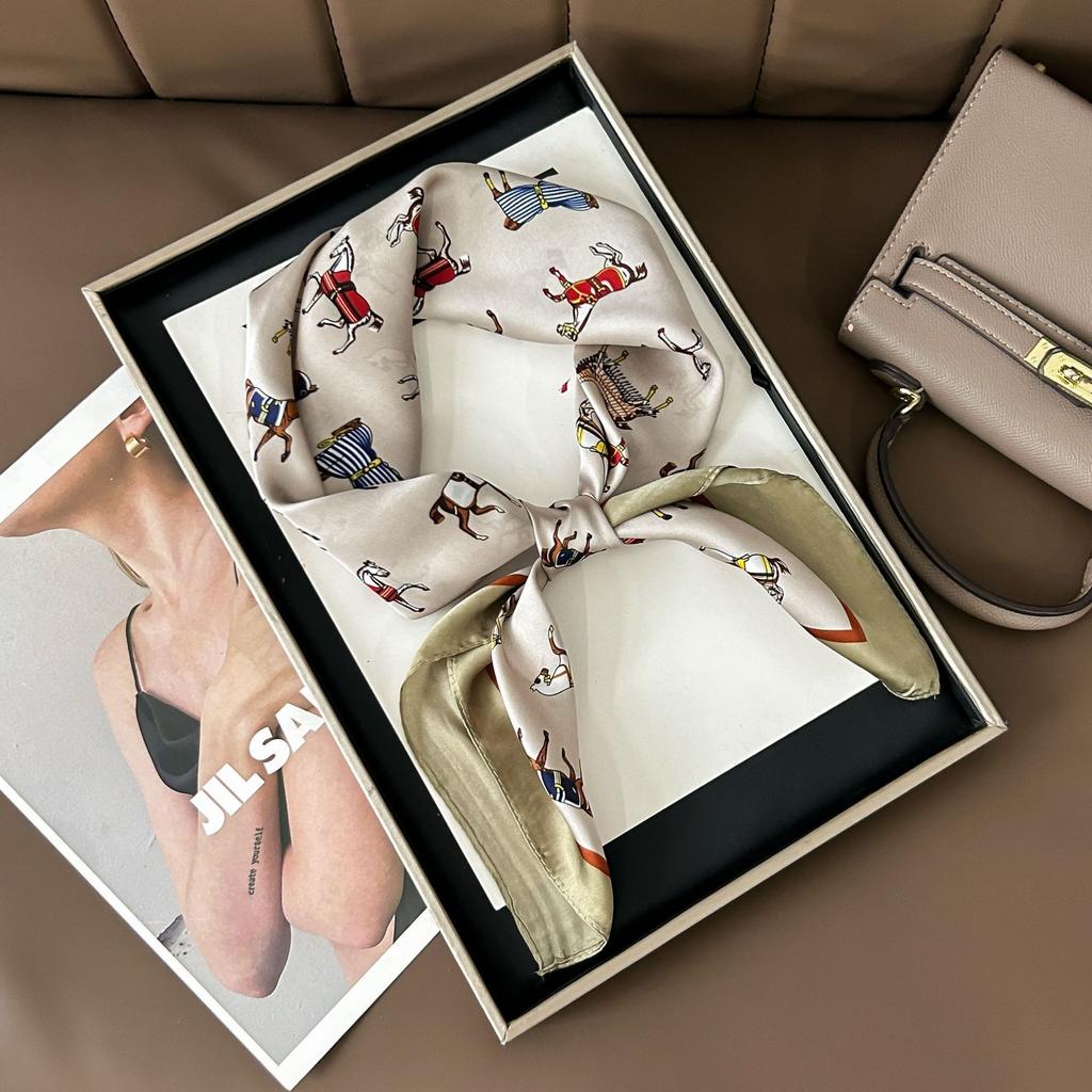 Шелковый шарф женский модный универсальный высокий смысл 70 квадратный шарф защита шеи шарф ретро шарф сумка