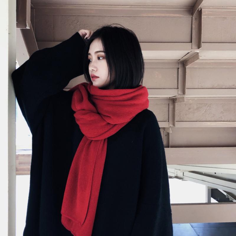 Women's Solid Color Thick Warm Student Couple Scarf New Autumn Winter Female Imitation Cashmere Versatile Scarfs