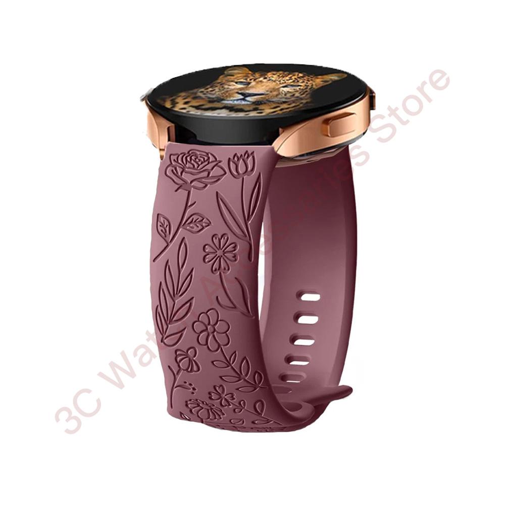 18 мм 20 мм 22 мм Ремешок с гравировкой розы для Samsung Galaxy Watch 654 40 мм 44 мм Gear S3 Силиконовый Милый Ремешок Классический 43 мм 45 мм Active 2