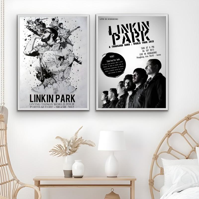 L-Linkin Park Рок-н-ролл группа Ретро постер Липкое настенное искусство Печать Водонепроницаемый Дом Гостиная Спальня Бар Эстетический декор