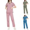 Женский свободный и удобный рабочий костюм с V-образным вырезом и короткими рукавами, с несколькими карманами