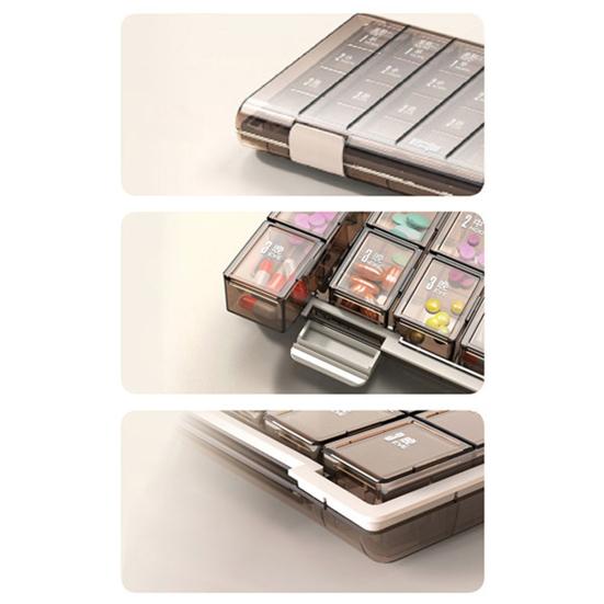 Large-Capacity Medicine Organizer for Morning Noon Evening Portable Easy To Open 12 Capsules or 25