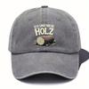 MenS Lightweight Washed Baseball Cap with Ich und Mein Holz Embroidery  Black Brown Green Gray Options