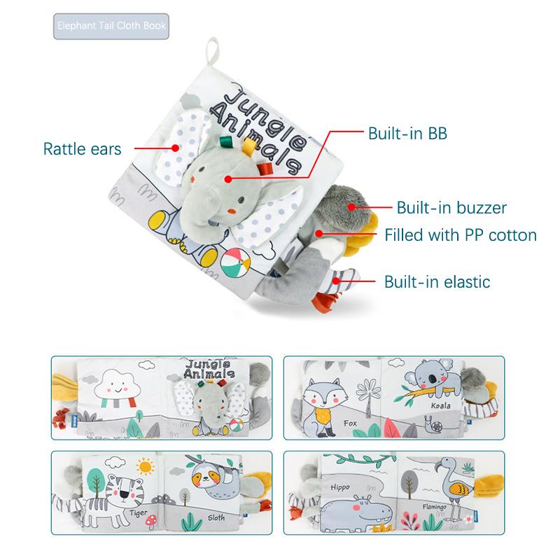 1 шт., игрушки для новорожденных, тканевая книга Монтессори, книги для чтения для новорожденных, тканевые книги