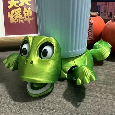 Подставка под чашку в виде черепахи, напечатанная на 3D-принтере, креативный сюрприз, открывающийся рот черепахи, интерактивная игра, забавная подставка под чашку в виде черепахи, многосуставное украшение