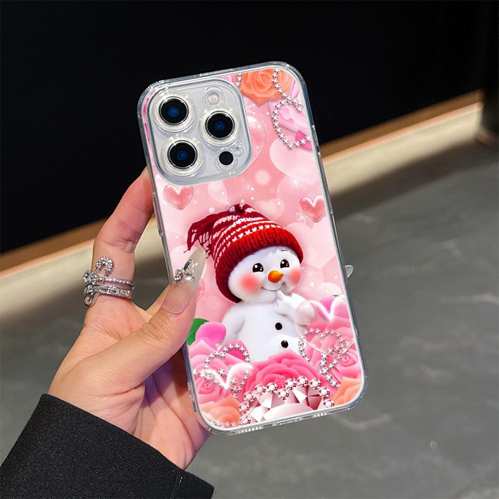 Ae110 Merry Christmas Magsafe Прозрачные чехлы для Samsung S23 S24 Ultra S20 S21 FE iPhone 16 13 15 14 Pro Max XR Магнитная беспроводная зарядка Задняя крышка