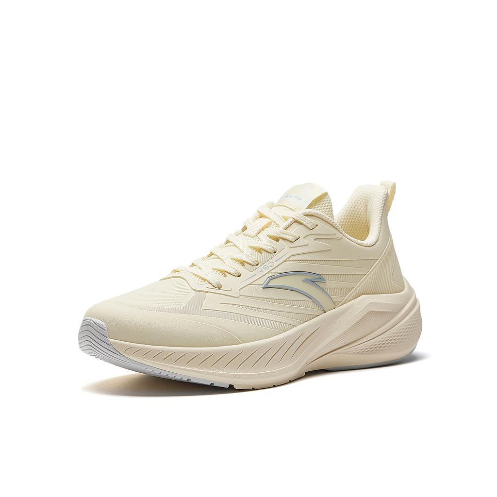 Anta Lingfeng Leather Water-Resistant Shock Absorbing Lightweight Low-Top Running Shoes Women Sneaker Light-Beige Dusty-Blue 922545501-2