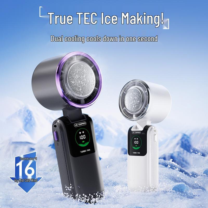 USB Rechargeable Mini Folding Handheld Fan with Ice Pack