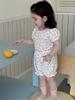Милый летний пижамный комплект для девочек в корейском стиле, легкий комплект с шортами с цветочным принтом