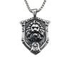Personalized Punk Style Necklace Stainless Steel King Of The Jungle Lion Head Shield Pendant Hip Hop Pendant Sweater Chain