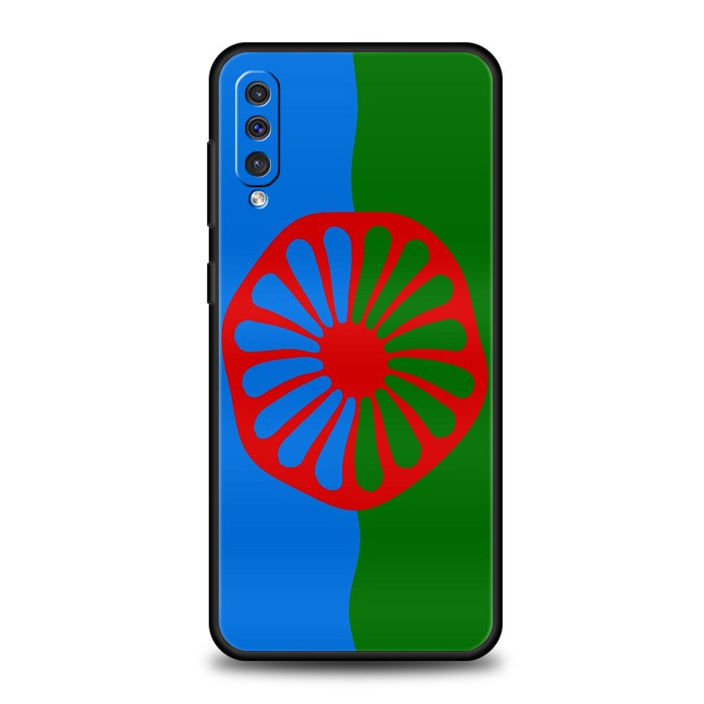 Чехол-флаг цыганский Рома для Samsung Galaxy A55 A35 A15 A14 A25 A54 A51 A71 A72 A73 A32 A52 A52S A41 5G Силиконовый