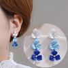 Серьги-капли с цветочным градиентом для женщин, корейские милые длинные темпераментные свадебные серьги, ювелирные изделия в виде лепестков растений