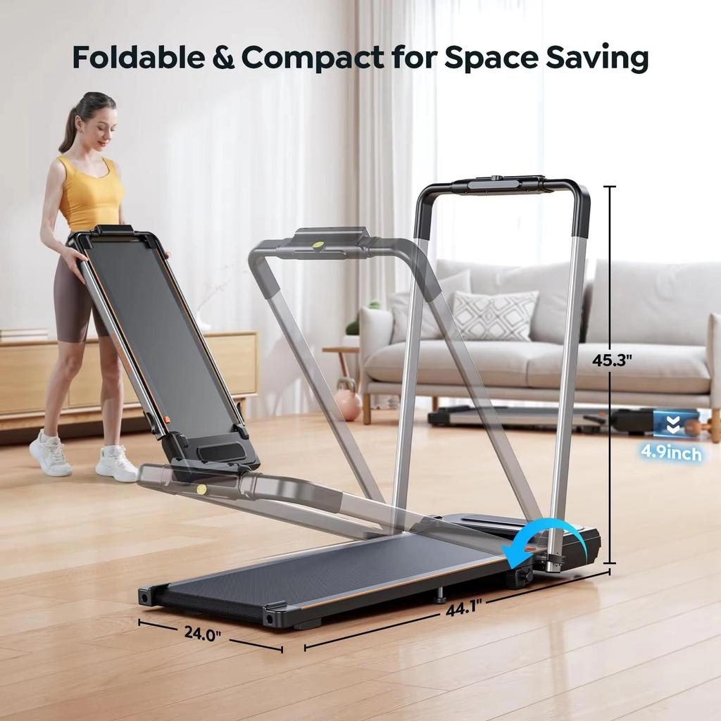 New Treadmill Foldable Incline Portable Under Desk Folding Walking Pad 0.6-7.5mph Max load 120KG with LED Bluetooth Home treadmill