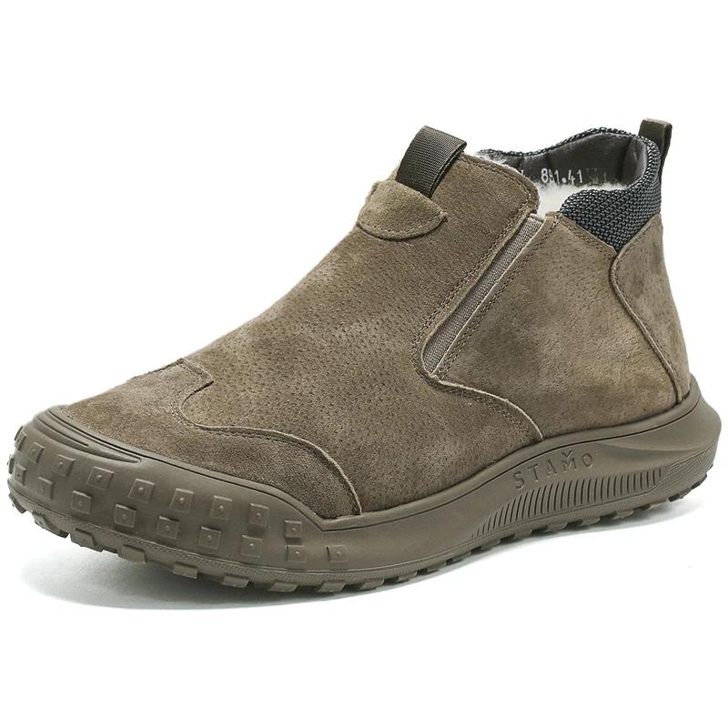 Модные зимние теплые ботинки, кожаные мокасины для мужчин, роскошная удобная повседневная обувь, дышащие мужские мокасины для вождения, прогулочные кроссовки для мужчин