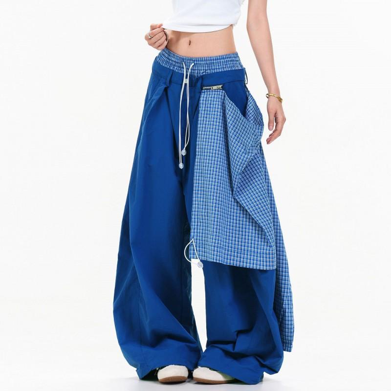 Men Women Streetwear Plaid Wide Leg Pants Casual Loose Fit Hip Hop Dance Trousers