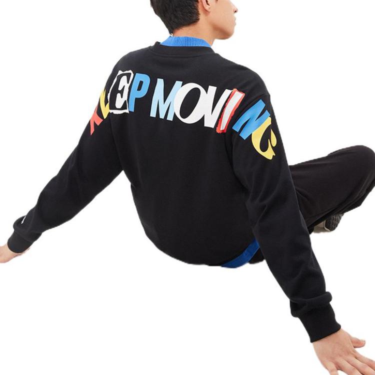 Anta Свитшот Life Series с буквенным принтом, топы унисекс, черный 152238708-2