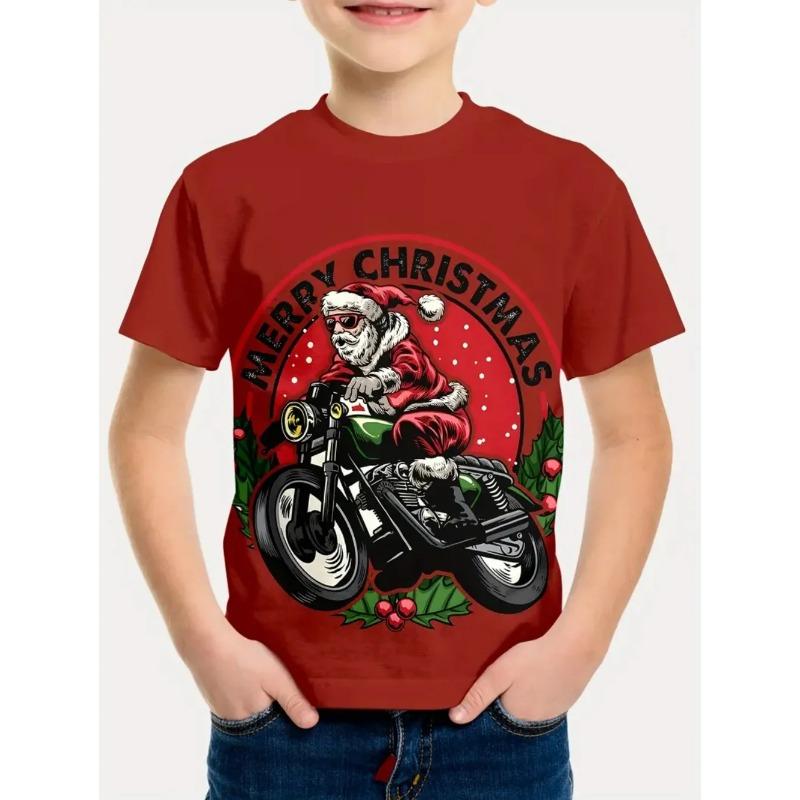 Летние футболки с круглым вырезом, 3D, милые мультяшные, с рождественским принтом, модные, повседневные, с коротким рукавом, детские, для мальчиков и девочек, детские, унисекс