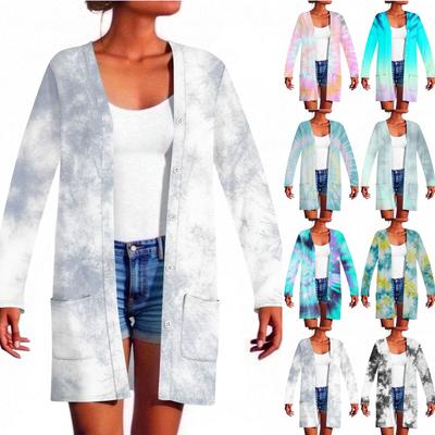 Женский кардиган с длинным рукавом, повседневная куртка с карманами, топ