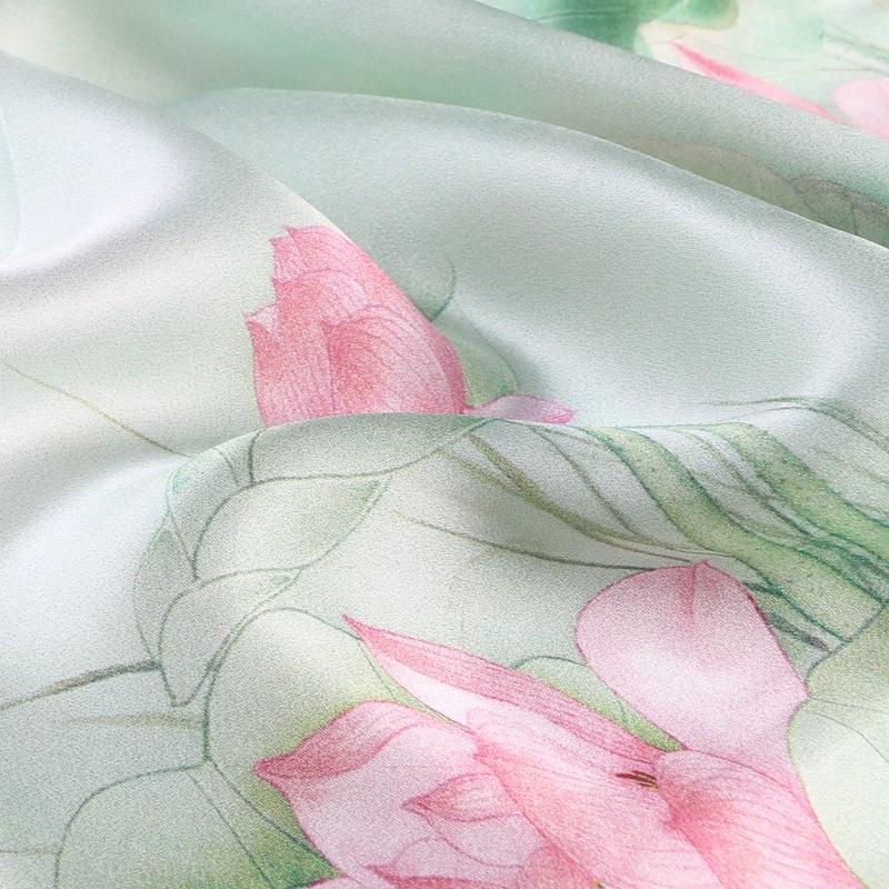 53CM Square Pure Silk Square Scarf 100% Mulberry Silk Decorative Flower Hairband Necktie Small Neckerchief for Women