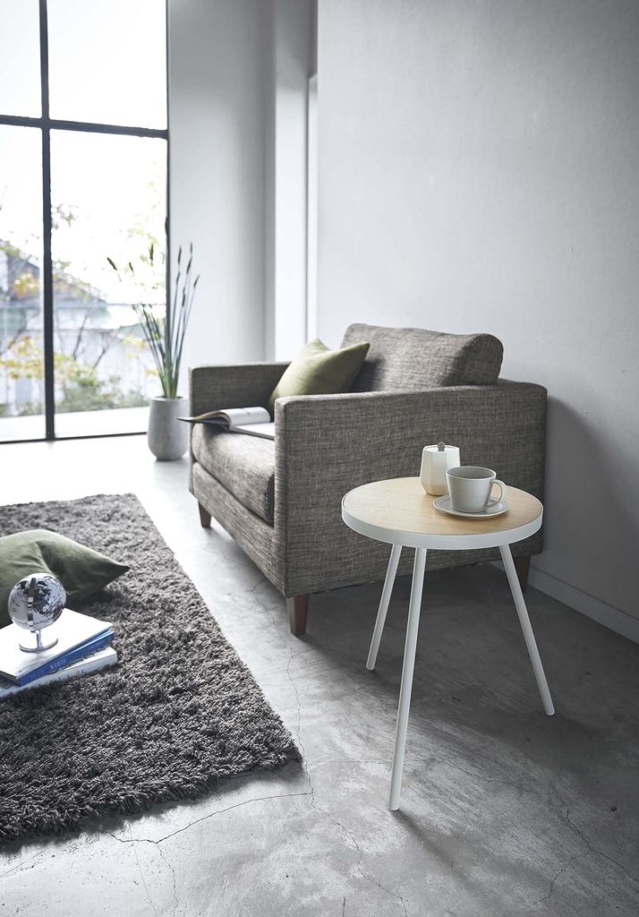 Yamazaki Jitsugyo 5558 круглый столик белый W49XD48XH50см башня мини-стол держатель аксессуаров