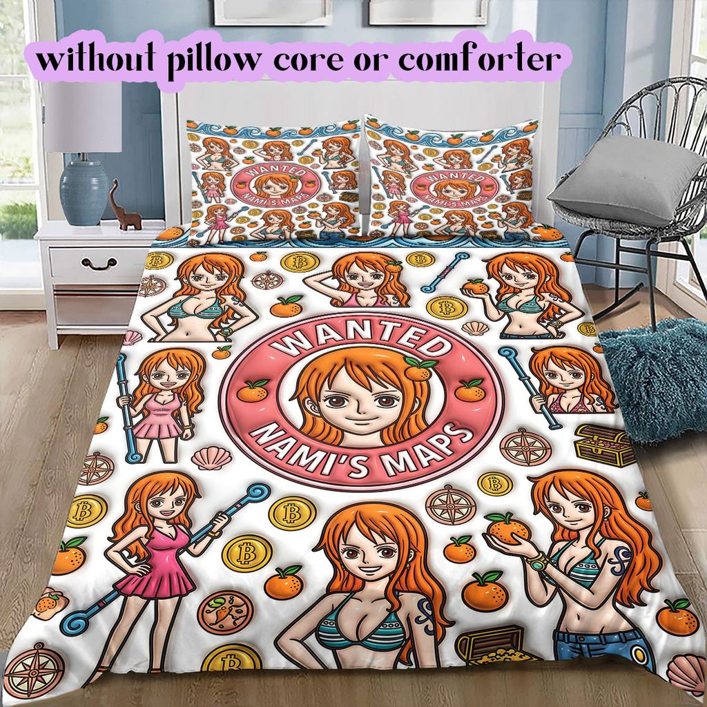 OnePiece 3pcs Cartoon Print Bedding Set Duvet Cover Children's Gift Various Sizes Extra Large Size New