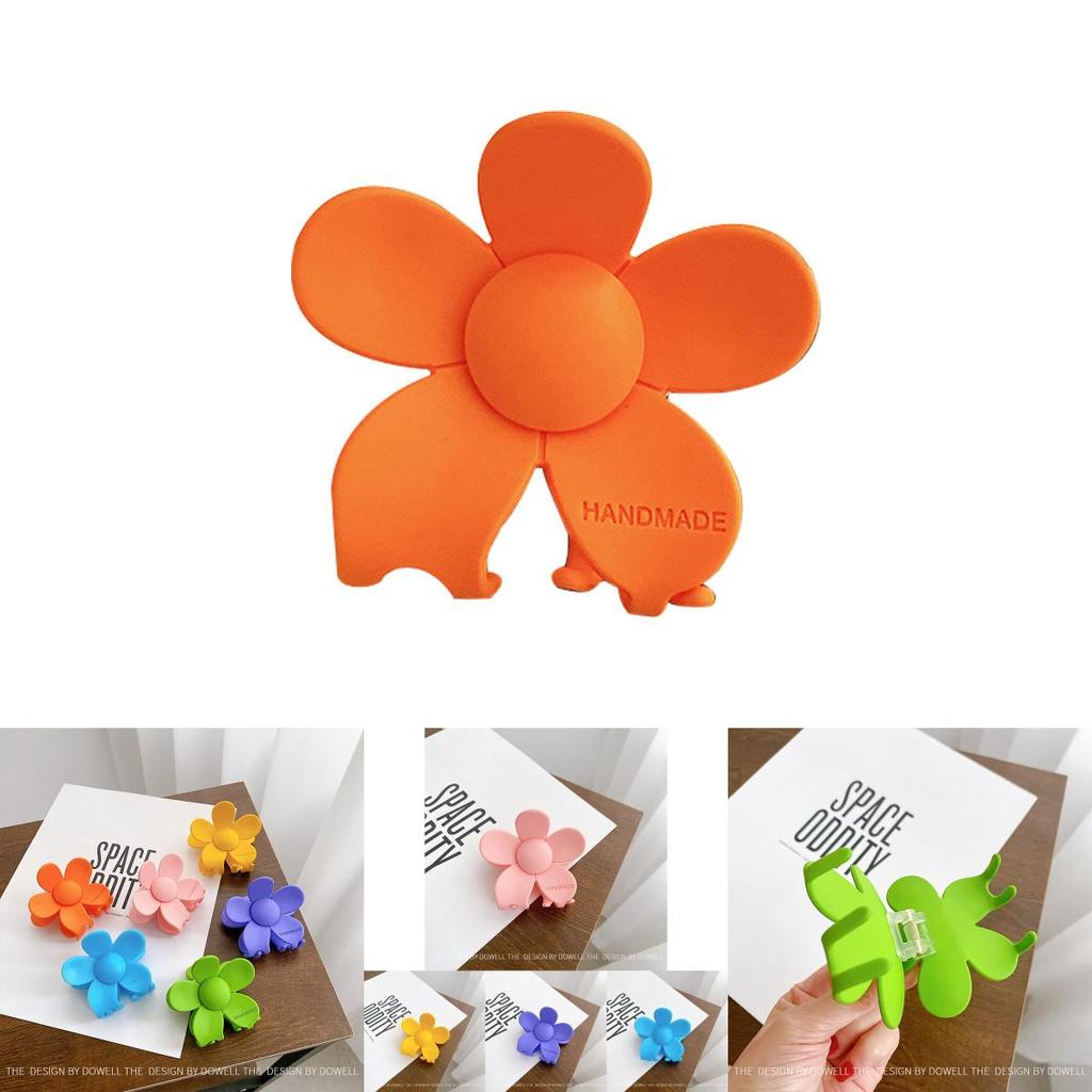 Stunning Floral Design Korean Style Hair Claw Clip In Lemon Yellow Deep Purple And Sky Blue