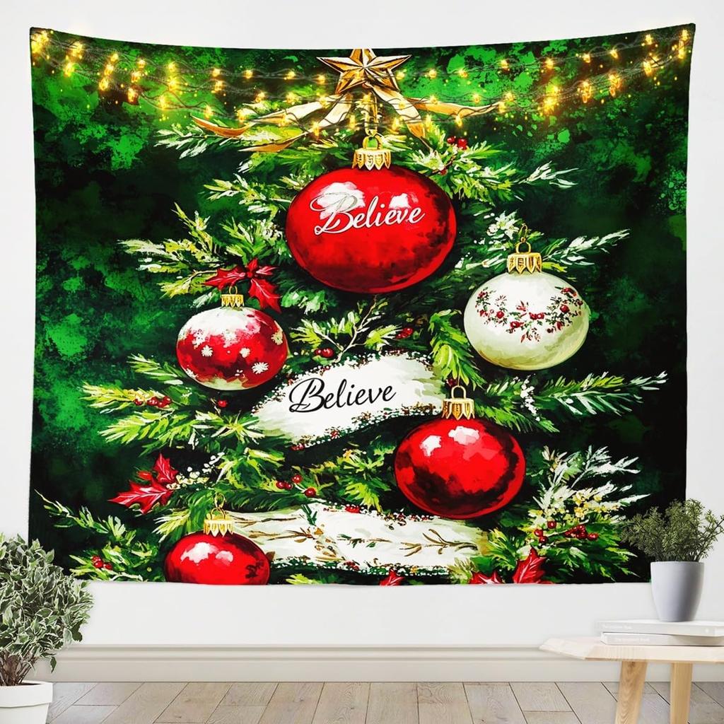 Рождественский Санта Клаус Настенный гобелен Рождественское настенное украшение Елка Настенное украшение Великолепная рождественская елка Камин Подарки