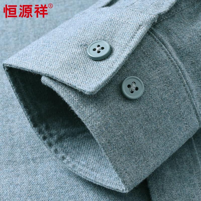 Мужская рубашка Hengyuanxiang, 100% хлопок, однотонная, с длинным рукавом