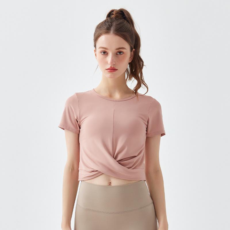 Футболка с короткими рукавами для фитнеса, быстросохнущая спортивная блузка, летняя одежда для йоги, топы для йоги, одежда для бега и фитнеса для женщин
