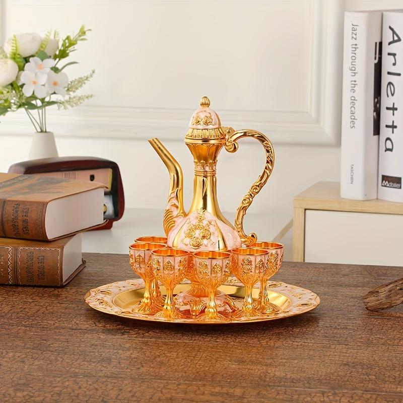 1 комплект, винтажный металлический турецкий кофейник, набор турецких чайных сервизов с 6 роскошными кофейными чашками и подносом для чая, чайник для сервировки чая, кофе Zamzam, капучино