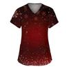 Women's Fashion V-neck Short Sleeve Workwear With Pockets Christmas Printed Tops