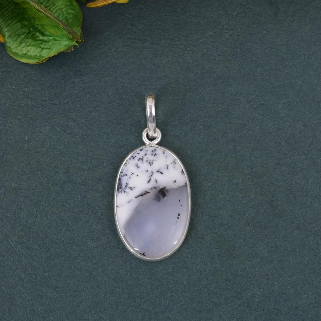 Dendritic Agate Reiki Pendant, 925 Silver Pendant, Handmade Jewelry, Pendant Necklace, Healing Pendant, Gift For Her, Anniversary Gift