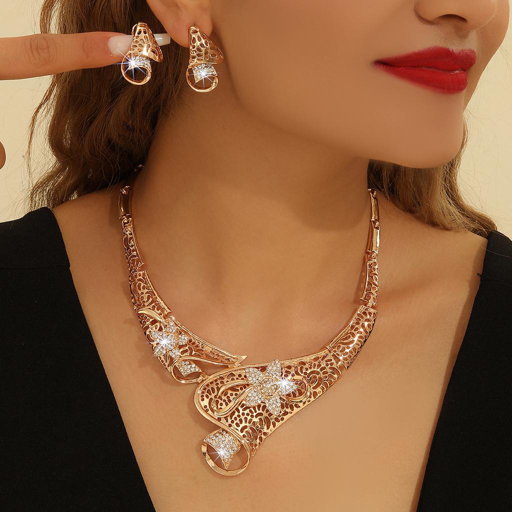 Модный комплект ювелирных изделий ожерелье серьги для женщин дамы