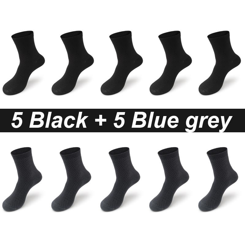 10Pairs Men's Bamboo Fiber Socks Long Black Business Soft Breathable New High Quality Autumn for Male Socks Plus Size EU38-48
